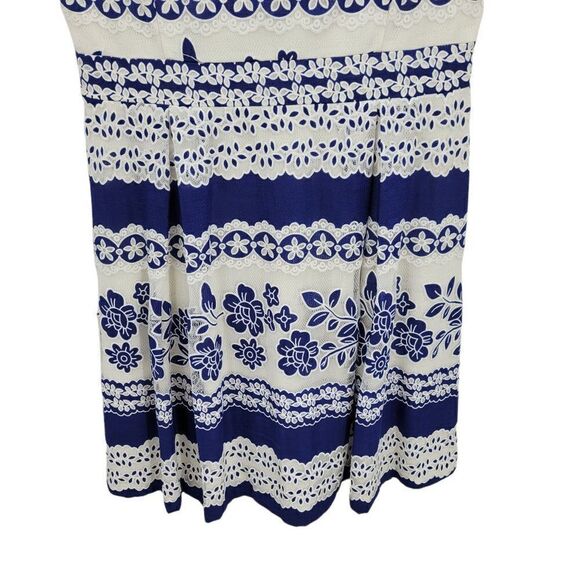 Daniel Cremieux Dress Eyelet Lace Applique Cap Sleeve Full Tea Length Blue Sz 8 - Picture 8 of 11